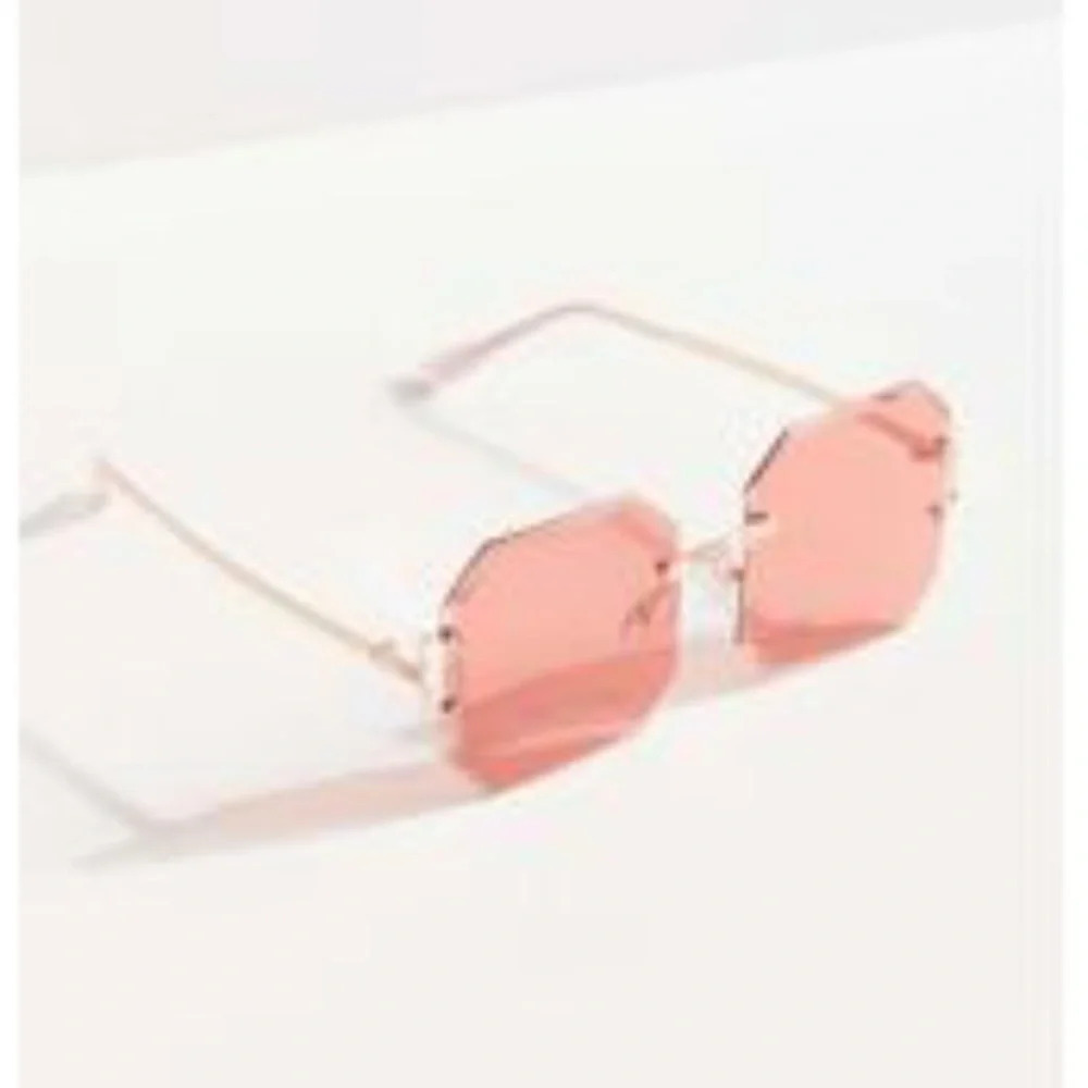 Barbara Pink Square Rimless Sunglasses